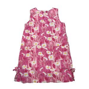 Vtg Lilly Pulitzer White Label Girls Shift Dress Daisy Butterfly 8 Barbiecore